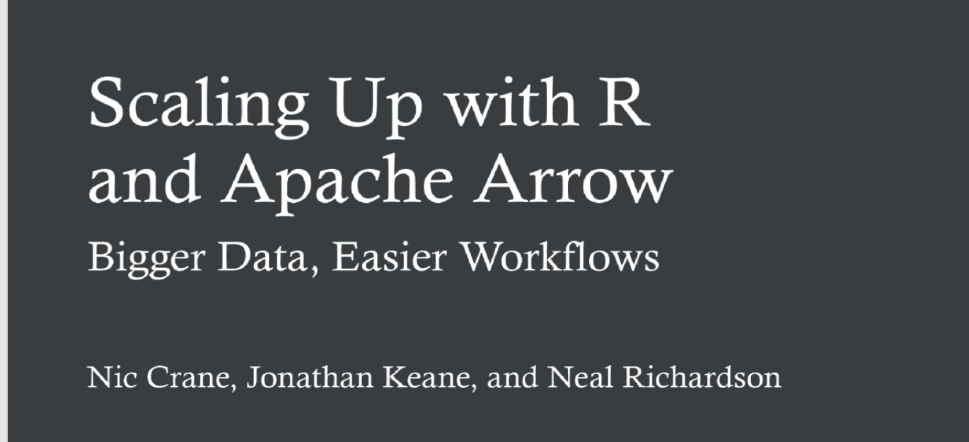 R Workflow with Apache Arrow