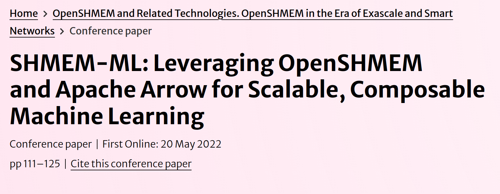 ML Workflow with Apache Arrow