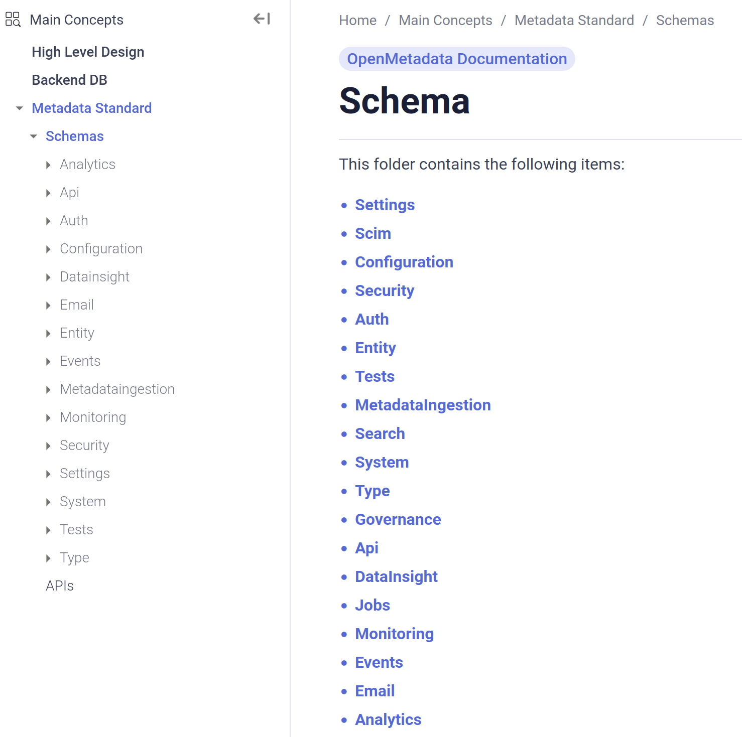 OpenMetadata schemas